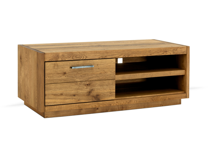 Comoda TV 1 sertar Cult 130cm, finisaj Old Canada, lemn masiv de stejar, feronerie cu amortizare, stil industrial [1]
