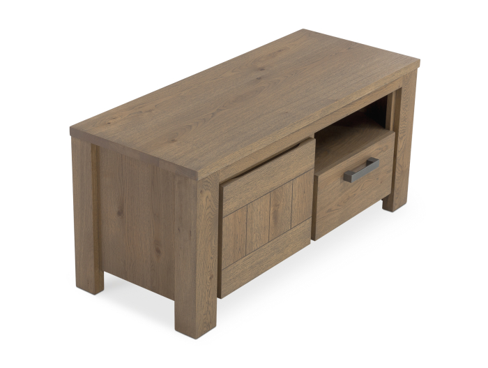 Comoda TV 1 usa 1 sertar Malaga 110cm, lemn masiv stejar si furnir stejar, finisaj ulei Old Toendra, balamale cu amortizare, stil modern [4]