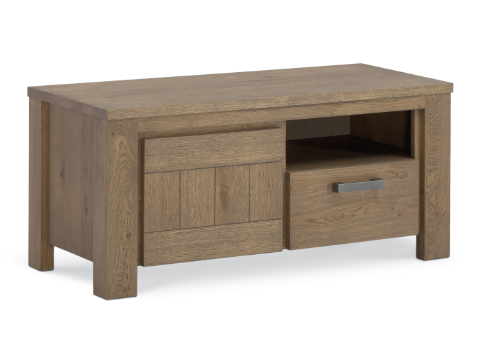 Comoda TV 1 usa 1 sertar Malaga 110cm, lemn masiv stejar si furnir stejar, finisaj ulei Old Toendra, balamale cu amortizare, stil modern [2]