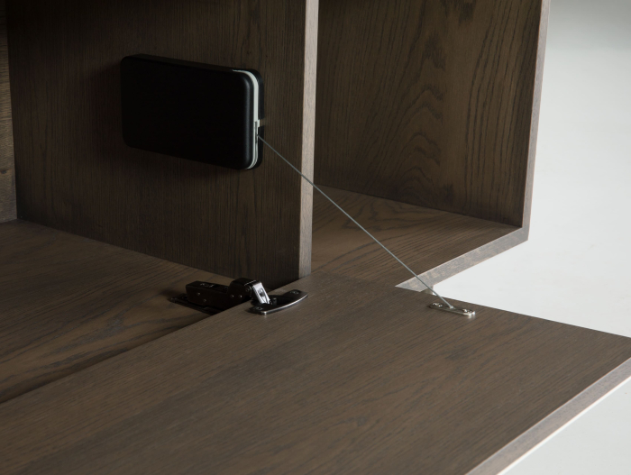 Comoda TV 1 usa 2 sertare Treviso 197cm, lemn de stejar, picioare metalice, feronerie cu amortizare, multiple finisaje disponibile, stil contemporan [22]