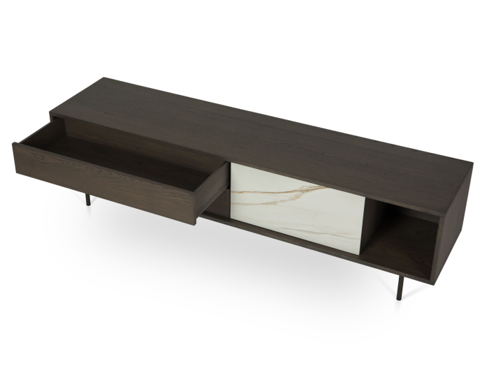 Comoda TV 1 usa 2 sertare Treviso 197cm, lemn de stejar, picioare metalice, feronerie cu amortizare, multiple finisaje disponibile, stil contemporan [11]