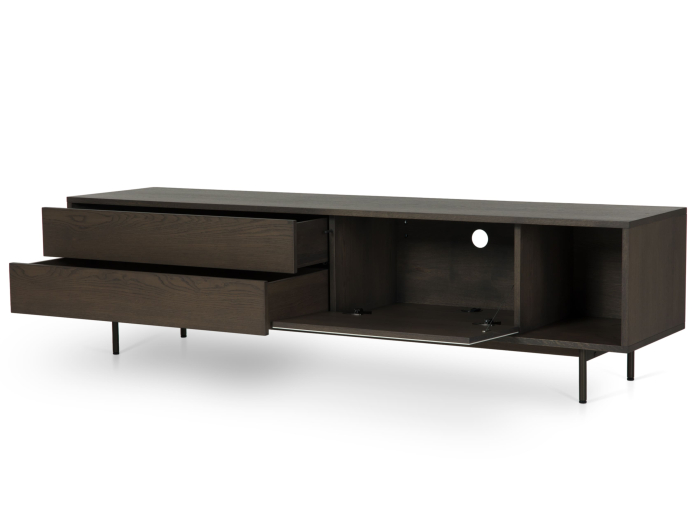 Comoda TV 1 usa 2 sertare Treviso 197cm, lemn de stejar, picioare metalice, feronerie cu amortizare, multiple finisaje disponibile, stil contemporan [6]