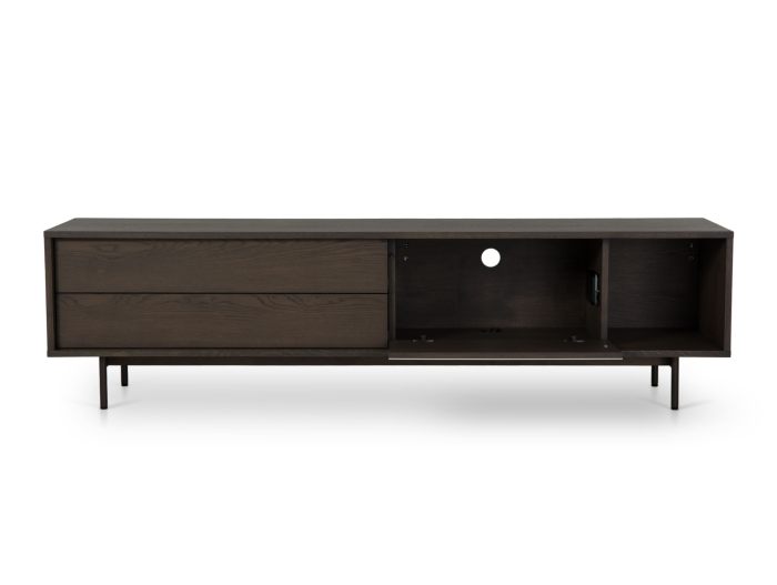 Comoda TV 1 usa 2 sertare Treviso 197cm, lemn de stejar, picioare metalice, feronerie cu amortizare, multiple finisaje disponibile, stil contemporan [2]