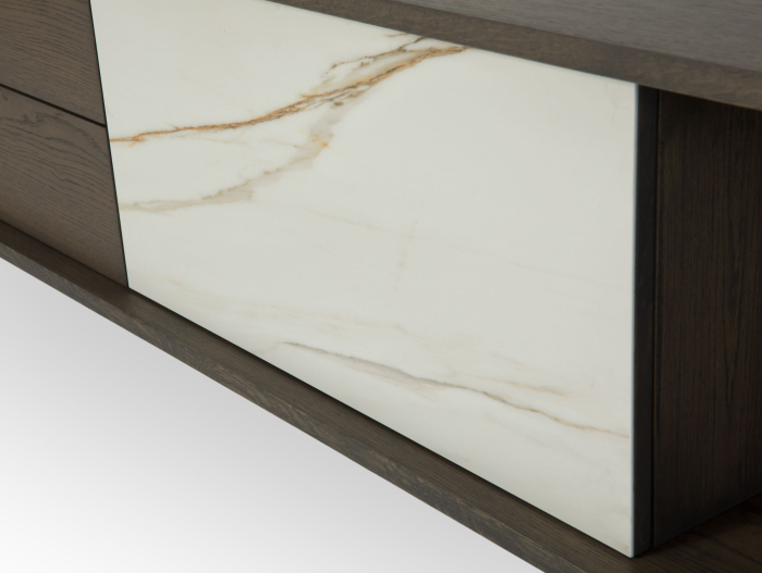 Comoda TV 1 usa 2 sertare Treviso 197cm, lemn de stejar, picioare metalice, feronerie cu amortizare, multiple finisaje disponibile, stil contemporan [14]