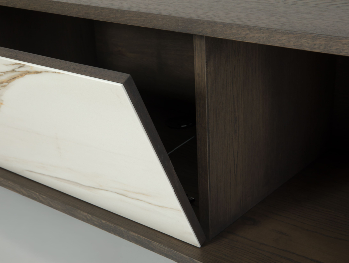 Comoda TV 1 usa 2 sertare Treviso 197cm, lemn de stejar, picioare metalice, feronerie cu amortizare, multiple finisaje disponibile, stil contemporan [16]