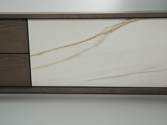 Comoda TV 1 usa 2 sertare Treviso 197cm, lemn de stejar, picioare metalice, feronerie cu amortizare, multiple finisaje disponibile, stil contemporan [17]