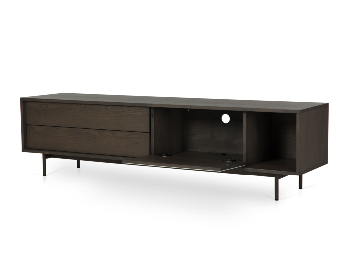 Comoda TV 1 usa 2 sertare Treviso 197cm, lemn de stejar, picioare metalice, feronerie cu amortizare, multiple finisaje disponibile, stil contemporan [5]