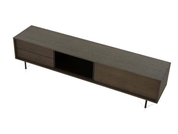 Comoda TV 1 usa 2 sertare Treviso 220cm, lemn de stejar, picioare metalice, feronerie cu amortizare, multiple finisaje disponibile, stil contemporan [9]