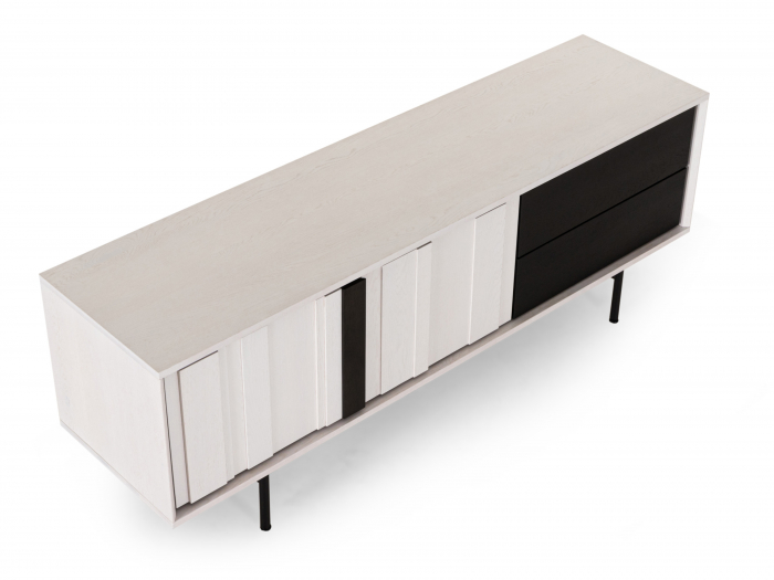 Comoda TV 2 usi 2 sertare Raya 187cm, lemn de stejar, picioare metalice, feronerie cu amortizare, multiple finisaje disponibile, stil contemporan [7]