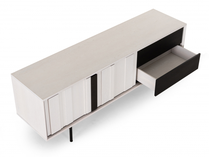 Comoda TV 2 usi 2 sertare Raya 187cm, lemn de stejar, picioare metalice, feronerie cu amortizare, multiple finisaje disponibile, stil contemporan [8]