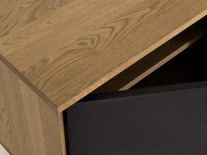 Comoda TV 2 usi 2 sertare Veneto 187cm, lemn de stejar si microciment, picioare metalice, feronerie cu amortizare, multiple finisaje disponibile, stil contemporan [11]