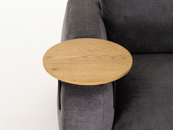 Masuta cotiera rotunda Accent D35cm, compatibila cu numeroase canapele, lemn masiv de stejar si otel, reglabil pentru cotiere cu grosimi diferite [4]