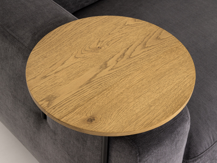 Masuta cotiera rotunda Accent D35cm, compatibila cu numeroase canapele, lemn masiv de stejar si otel, reglabil pentru cotiere cu grosimi diferite [3]