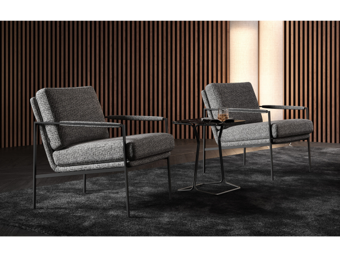 Demifotoliu modern Grey Metal, personalizabil, cadru otel, tapiterie stofa sau piele, stil Contemporan [12]