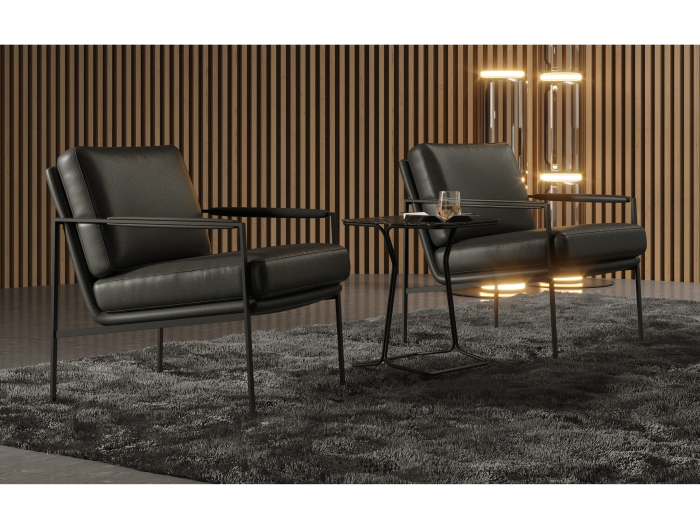 Demifotoliu modern Grey Metal, personalizabil, cadru otel, tapiterie stofa sau piele, stil Contemporan [8]