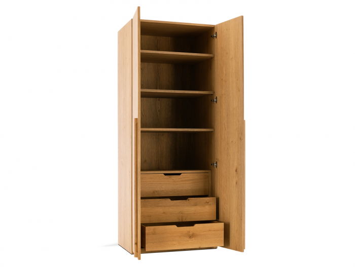 Dressing modular Rigo A 90cm, dotat cu sertare, polite si bara de haine, lemn de stejar, feronerie cu amortizare, multiple finisaje disponibile, stil contemporan [6]