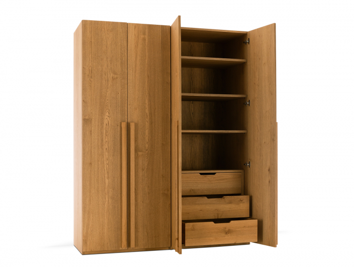 Dressing modular Rigo BA 180cm, dotat cu sertare, polite si bara de haine, lemn de stejar, feronerie cu amortizare, multiple finisaje disponibile, stil contemporan [2]