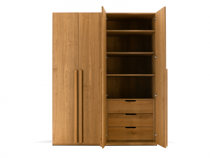 Dressing modular Rigo BA 180cm, dotat cu sertare, polite si bara de haine, lemn de stejar, feronerie cu amortizare, multiple finisaje disponibile, stil contemporan [8]