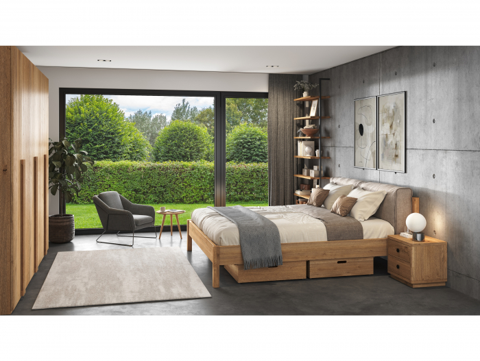 Dressing modular Rigo BA 180cm, dotat cu sertare, polite si bara de haine, lemn de stejar, feronerie cu amortizare, multiple finisaje disponibile, stil contemporan [15]