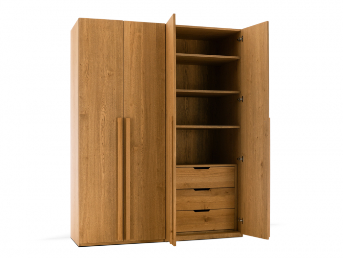 Dressing modular Rigo BA 180cm, dotat cu sertare, polite si bara de haine, lemn de stejar, feronerie cu amortizare, multiple finisaje disponibile, stil contemporan [11]