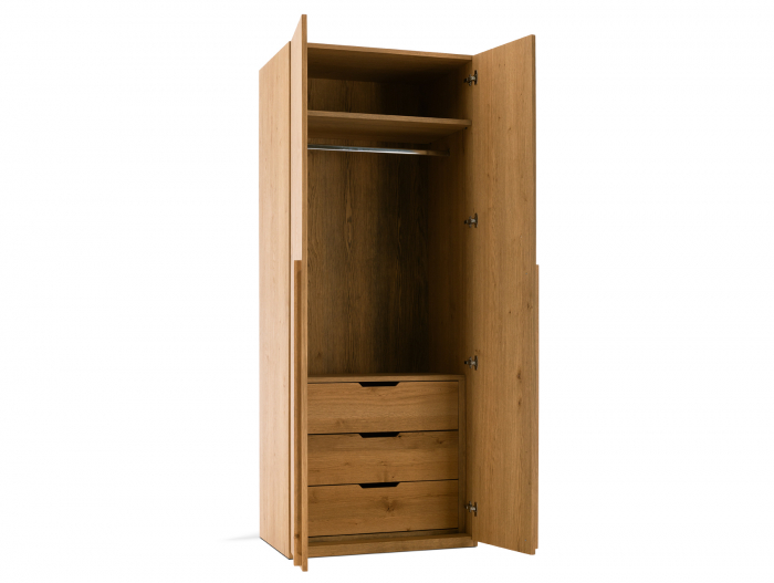 Dressing modular Rigo C 90cm, dotat cu sertare, polita si bara de haine, lemn de stejar, feronerie cu amortizare, multiple finisaje disponibile, stil contemporan [10]