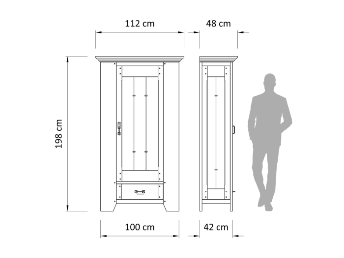 Dulap 3 usi 1 sertar Hunters 112cm, lemn masiv, finisaj Castle Oak, stil rustic [3]