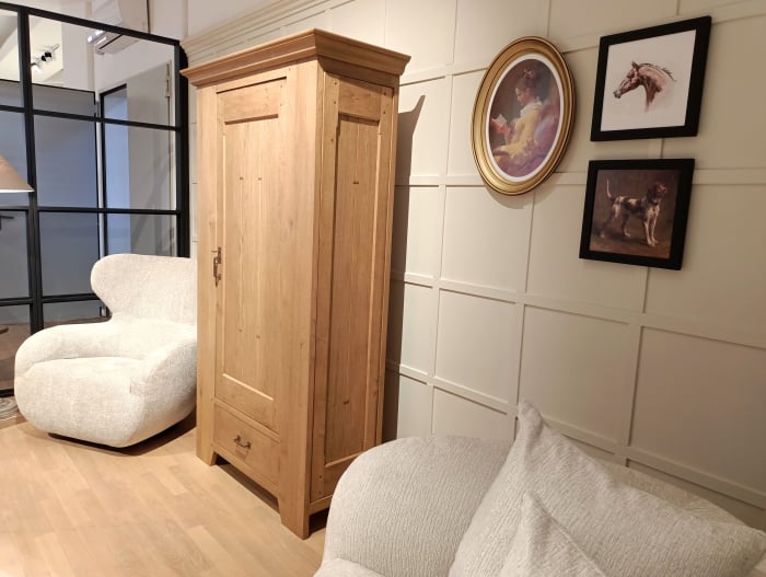 Dulap 3 usi 1 sertar Hunters 112cm, lemn masiv, finisaj Castle Oak, stil rustic [14]