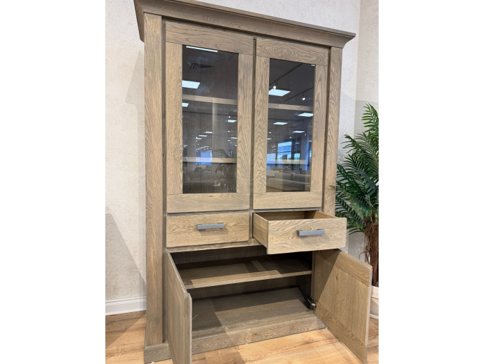 Vitrina 4 usi 2 sertare Zurich 131cm, stejar, finisaj mat, stil rustic [3]