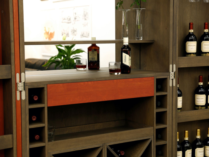 Dulap bar Mars 2 usi 110cm, personalizabil, lemn de stejar, culori contrastante, stil contemporan [11]
