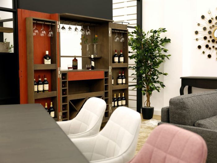 Dulap bar Mars 2 usi 110cm, personalizabil, lemn de stejar, culori contrastante, stil contemporan [10]