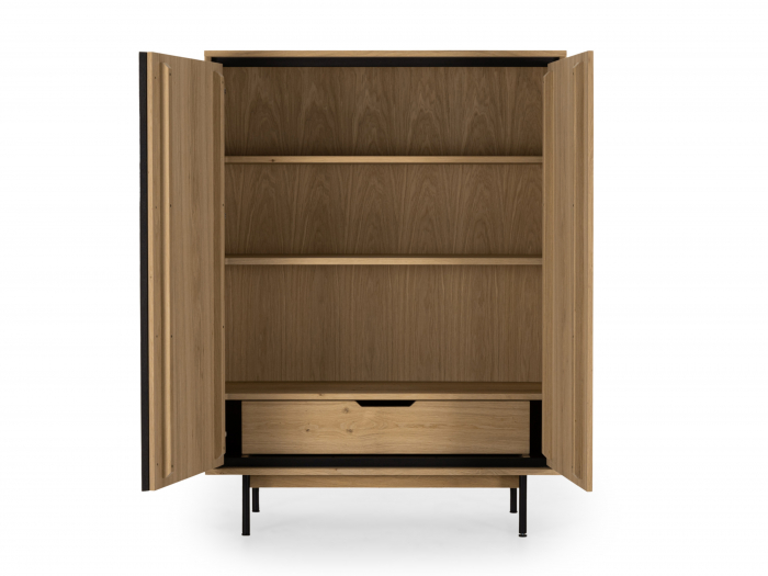 Dulap 2 usi Raya 116cm, lemn de stejar, picioare metalice, feronerie cu amortizare, multiple finisaje disponibile, stil contemporan [8]