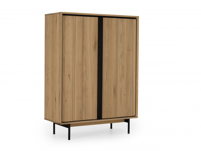 Dulap 2 usi Raya 116cm, lemn de stejar, picioare metalice, feronerie cu amortizare, multiple finisaje disponibile, stil contemporan [6]