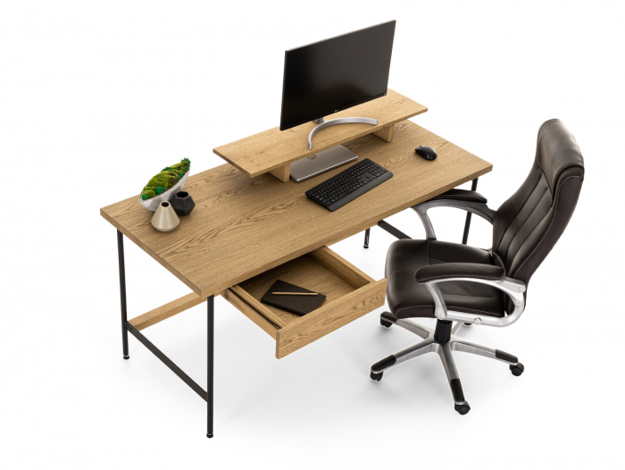 Etajera de birou Atlas 105cm, lemn masiv de stejar, cu picioruse reglabile, multiple finisaje disponibile, stil minimalist [4]