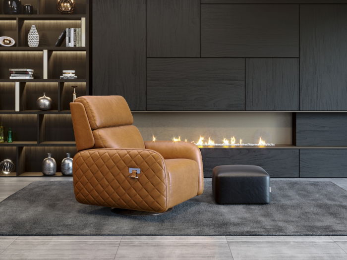 Fotoliu Modern Rotativ cu Recliner Corso Personalizabil Stil Contemporan Cadru Lemn Masiv Tapiterie Stofa sau Piele [13]
