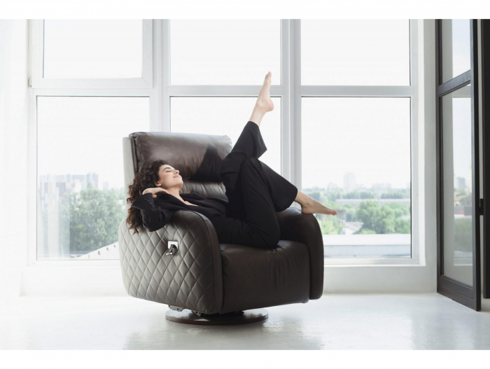 Fotoliu Modern Rotativ cu Recliner Corso Personalizabil Stil Contemporan Cadru Lemn Masiv Tapiterie Stofa sau Piele [2]