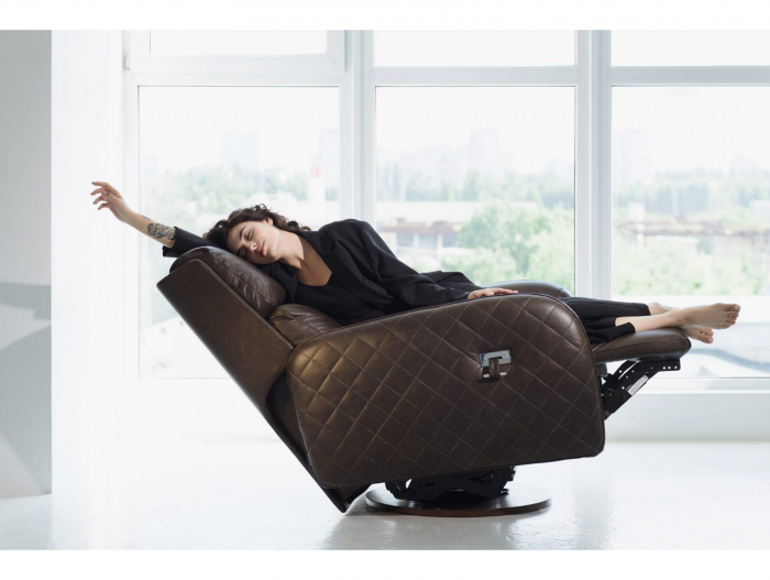 Fotoliu Modern Rotativ cu Recliner Corso Personalizabil Stil Contemporan Cadru Lemn Masiv Tapiterie Stofa sau Piele [3]