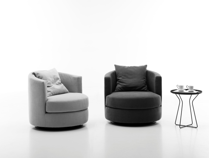 Fotoliu rotativ Oval, personalizabil, cadru lemn, tapiterie stofa, stil Contemporan [2]