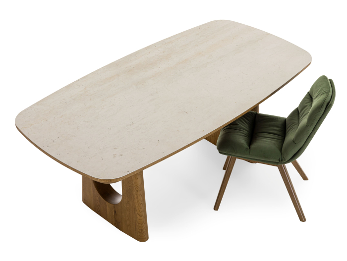 Masa dining Galla, personalizabila, 160x90cm sau 200x100cm, lemn de stejar, ceramica, multiple finisaje disponibile, stil japandi [6]