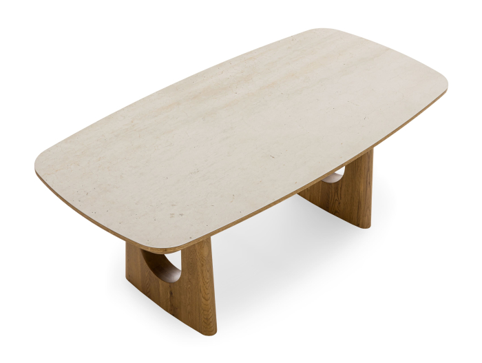 Masa dining Galla, personalizabila, 160x90cm sau 200x100cm, lemn de stejar, ceramica, multiple finisaje disponibile, stil japandi [14]