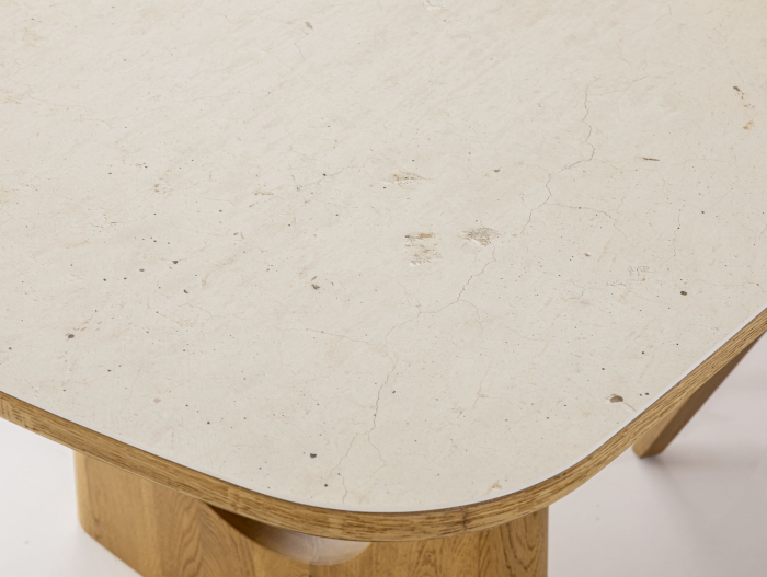 Masa dining Galla, personalizabila, 160x90cm sau 200x100cm, lemn de stejar, ceramica, multiple finisaje disponibile, stil japandi [10]