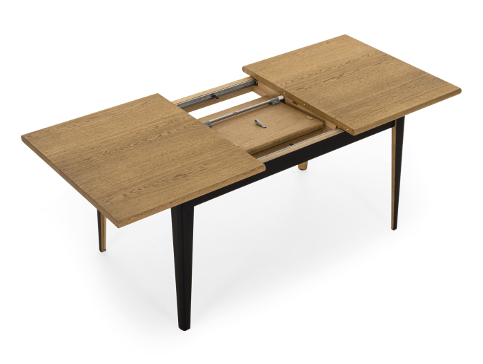 Masa extensibila Atlas Black 150/200cm, lemn masiv de stejar si panel furniruit, finisaj Castle Oak si Nero, stil modern [10]