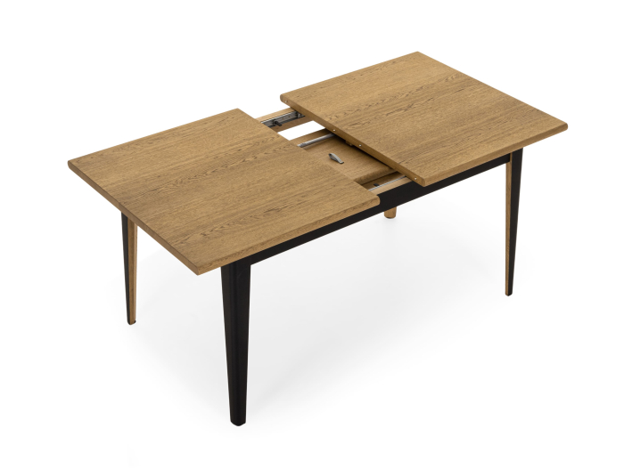 Masa extensibila Atlas Black 150/200cm, lemn masiv de stejar si panel furniruit, finisaj Castle Oak si Nero, stil modern [9]