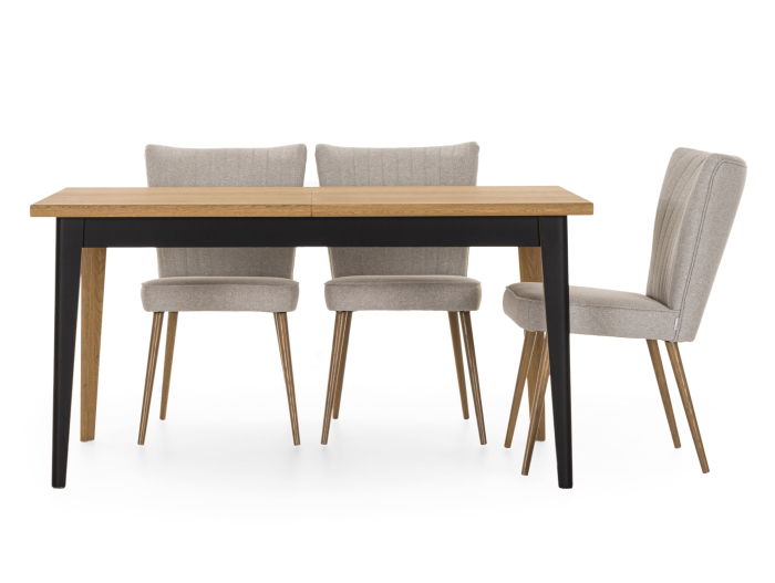 Masa extensibila Atlas Black 150/200cm, lemn masiv de stejar si panel furniruit, finisaj Castle Oak si Nero, stil modern [1]