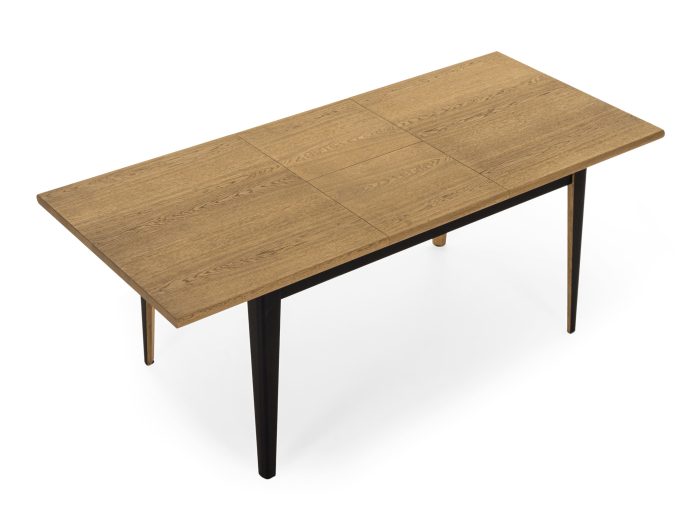 Masa extensibila Atlas Black 150/200cm, lemn masiv de stejar si panel furniruit, finisaj Castle Oak si Nero, stil modern [12]