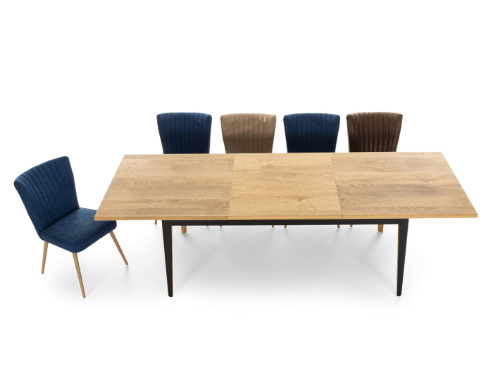 Masa extensibila Atlas Black 190/270cm, lemn masiv de stejar si panel furniruit, finisaj Castle Oak si Nero, stil modern [2]