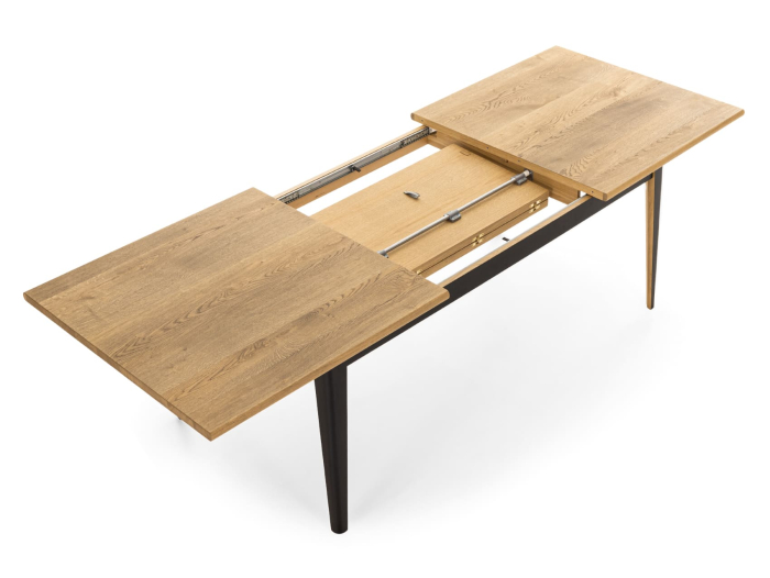 Masa extensibila Atlas Black 190/270cm, lemn masiv de stejar si panel furniruit, finisaj Castle Oak si Nero, stil modern [8]