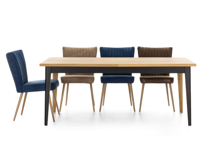 Masa extensibila Atlas Black 190/270cm, lemn masiv de stejar si panel furniruit, finisaj Castle Oak si Nero, stil modern [1]