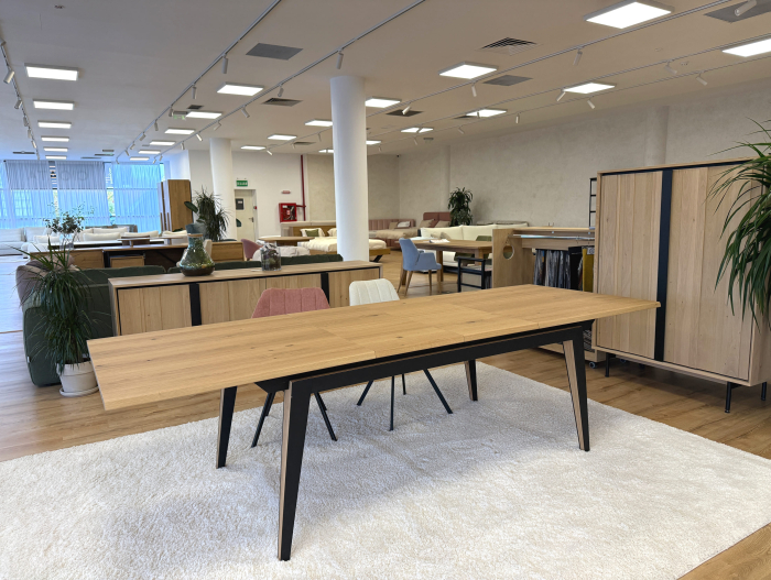 Masa extensibila Corail, lemn masiv de stejar si panel furniruit, finisaj 353, stil industrial [2]