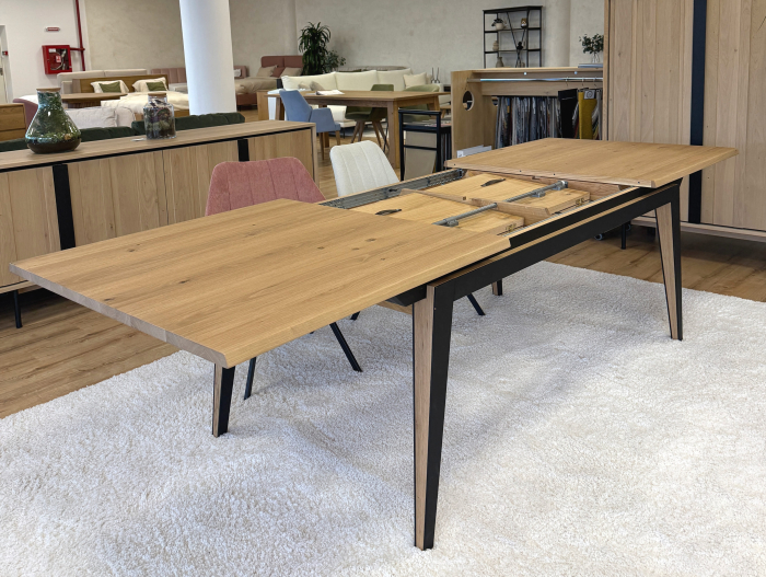 Masa extensibila Corail, lemn masiv de stejar si panel furniruit, finisaj 353, stil industrial [13]