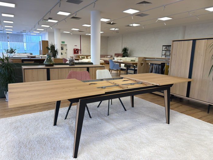 Masa extensibila Corail, lemn masiv de stejar si panel furniruit, finisaj 353, stil industrial [14]